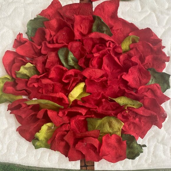 Christmas Quilted Wall Hanging 3D Red Flower Topiary Green Pot Robin Rothstein - Picture 4 of 5